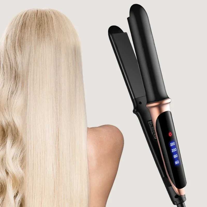 2-in-1 Professional Flat Hair Straightener Negative Ion Hair Iron Curling Straightening Wide Plate Temperature Adjustable W250814