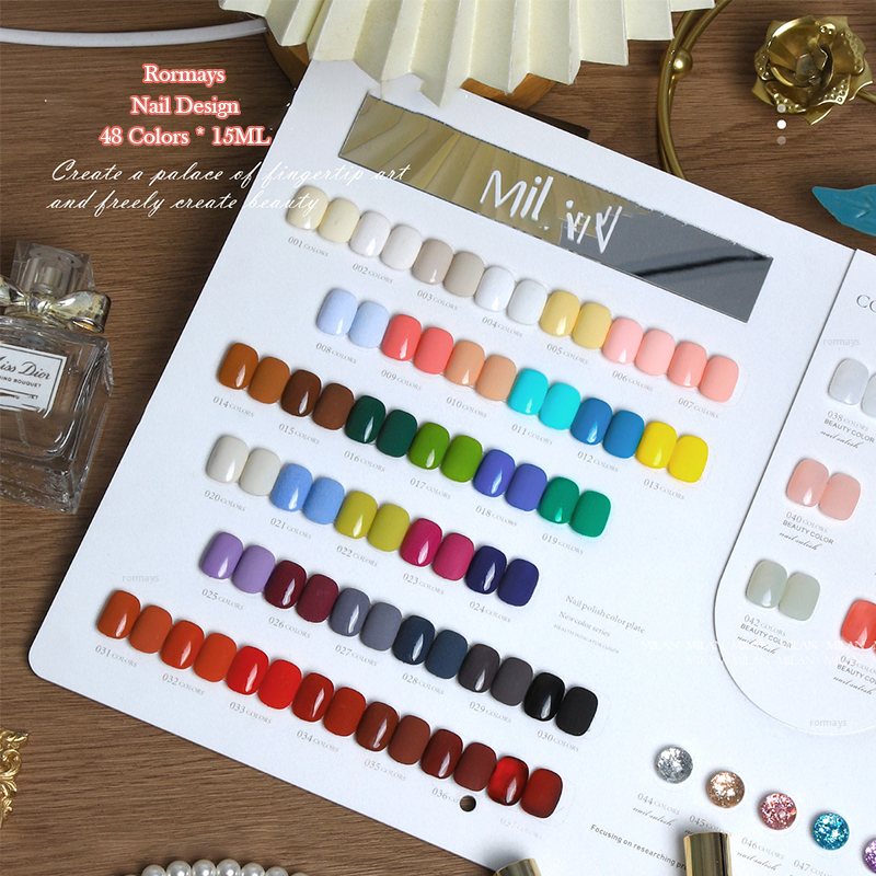 Rormays Whitening gel Polishing 48PCS Mixed Varnish Semi Permanent Shining UV LED Brick Solid Color Nail Glue Salon Primer Finish Nail Glue Wholesale 