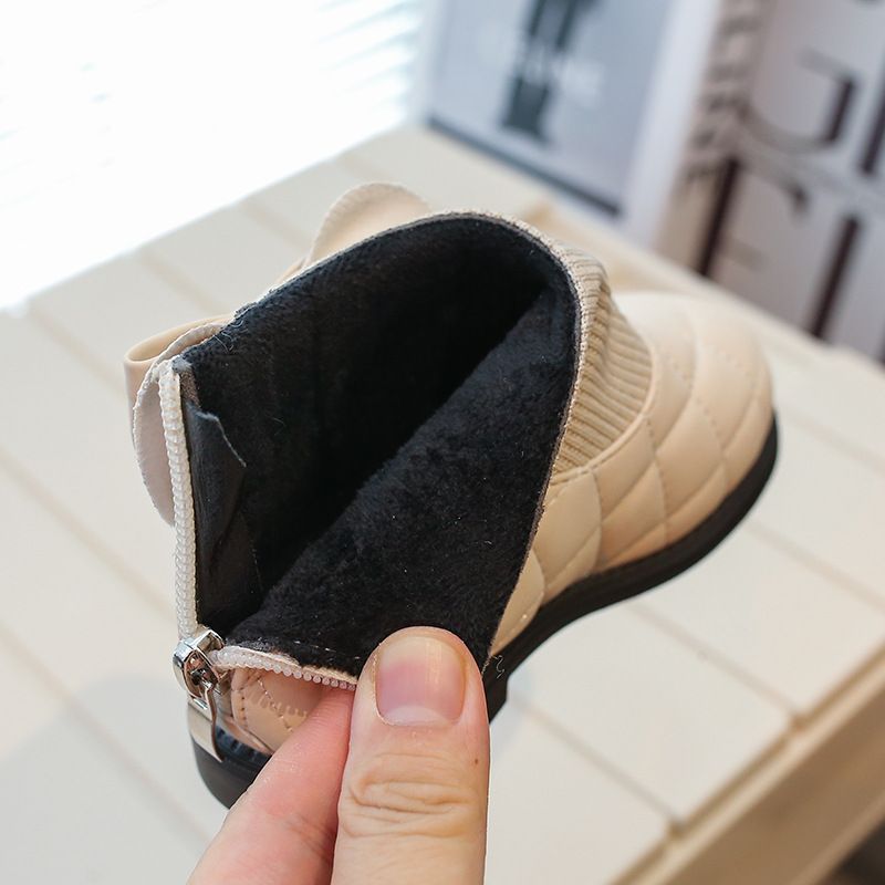 Girl's Ankle Boots Side Bowknot Kids Princess Causal Short Boots Kidsnest Autumn Winter Fashion Versatile Children's Toddler Cotton Boots Si