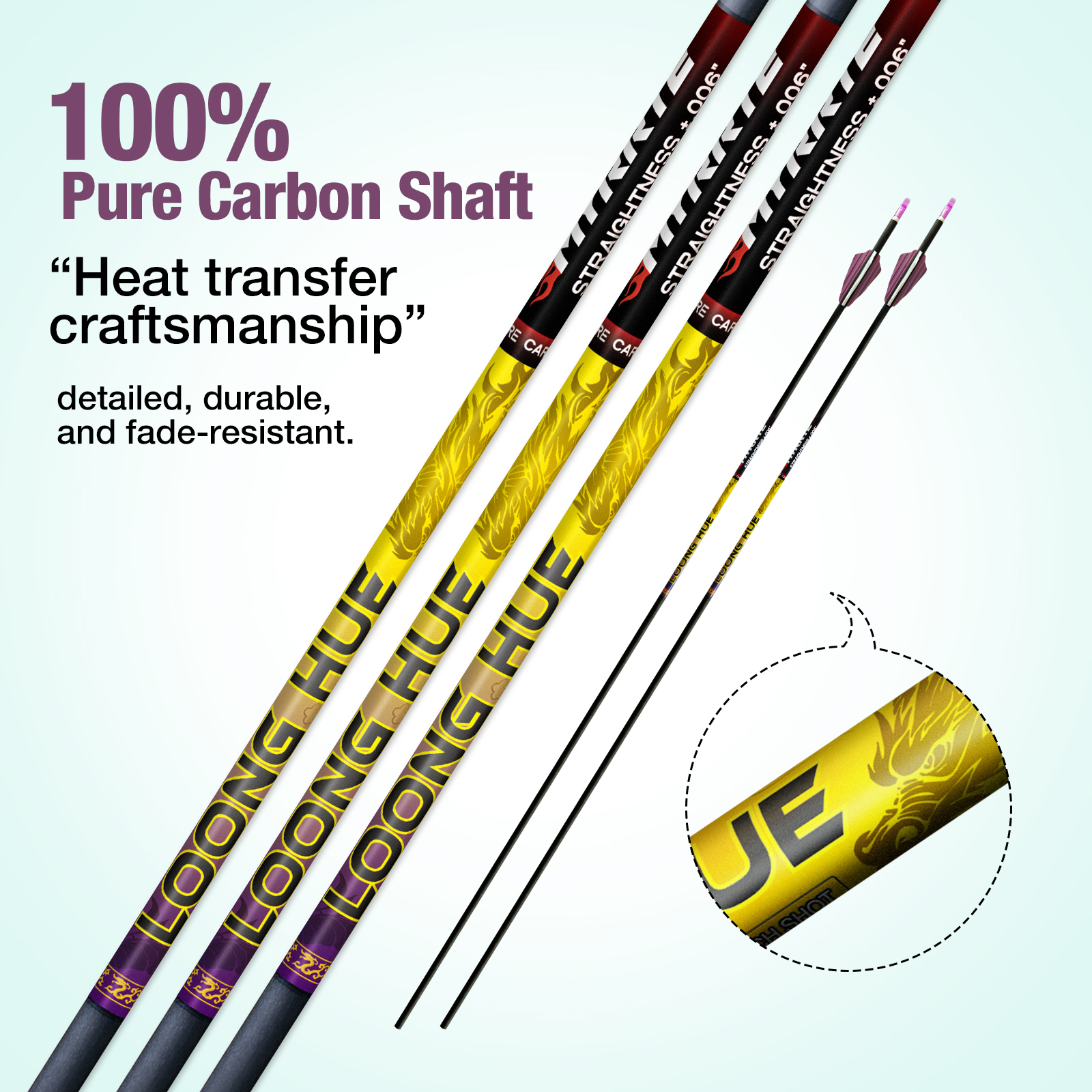 31inch Archery Spine 350-1500 Hunting Arrows without Arrowheads 4.2mm Carbon Fiber Arrows Training Arrows (6Pcs)
