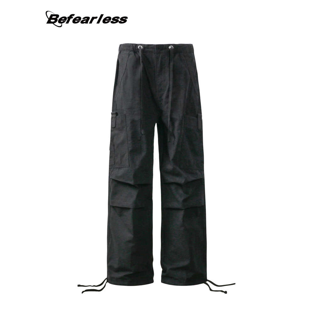 Minimalist Draped Paratrooper Cargo Unisex American Style Multi-Pocket Thickened Casual Long Pants Trendy B5