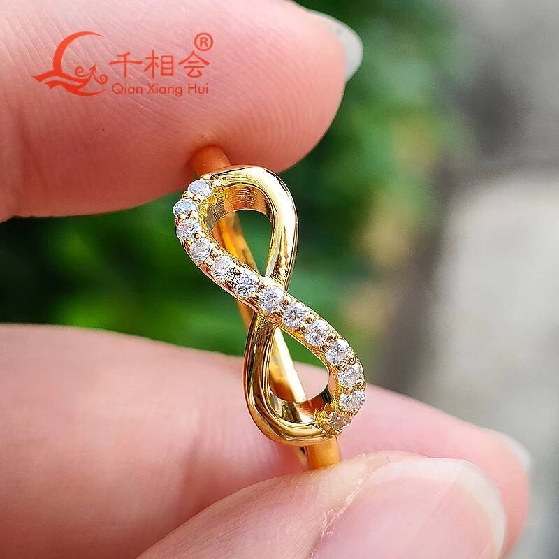 Infinity love S925 silver Ring 1.3mm Melee D VVS white color Moissanite diamond 8 Design rings Jewelry dating gift wedding