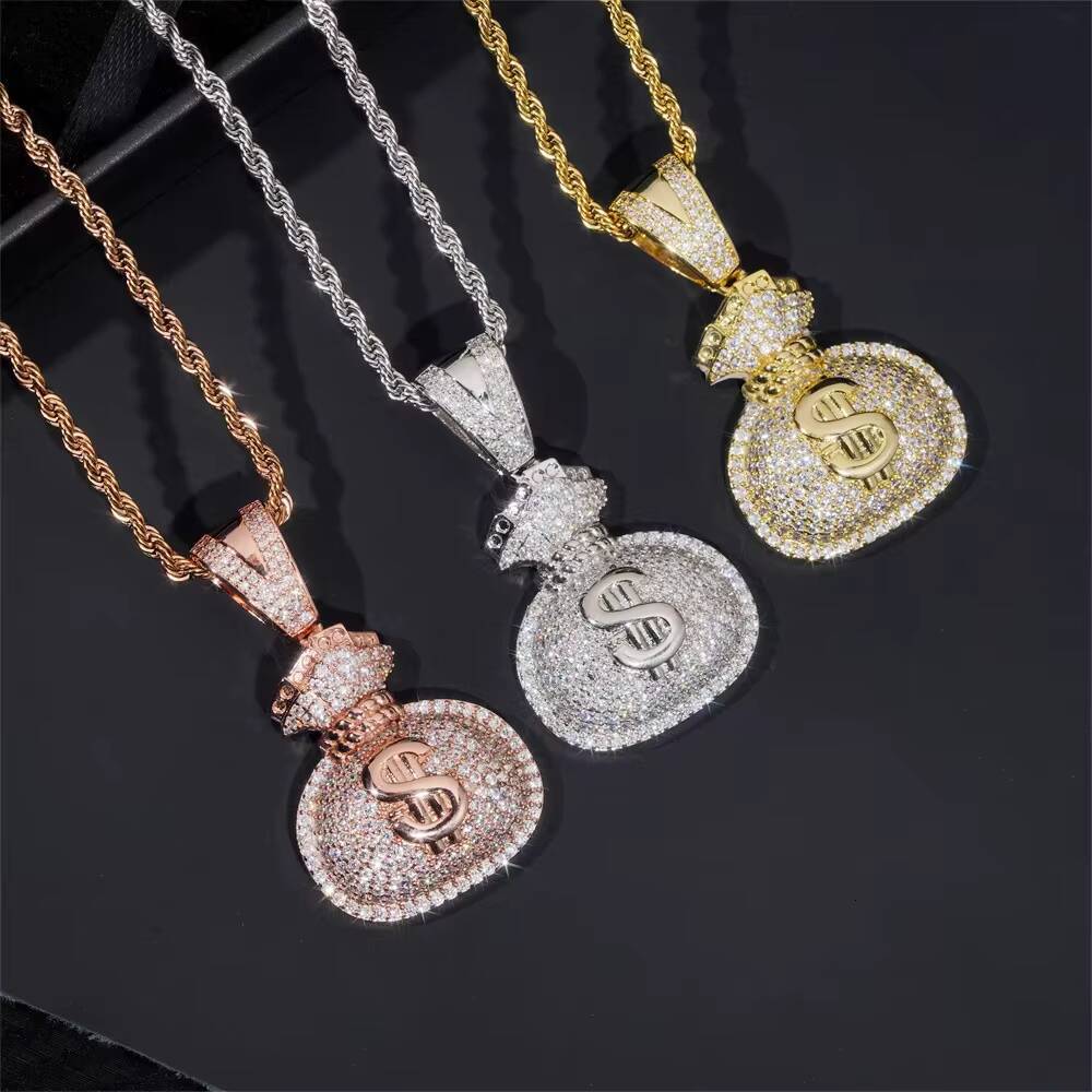 925 Silver VVS Moissanite Pocket Pendant Fashionable Hot Street Hip Hop Style for Men and Women Top