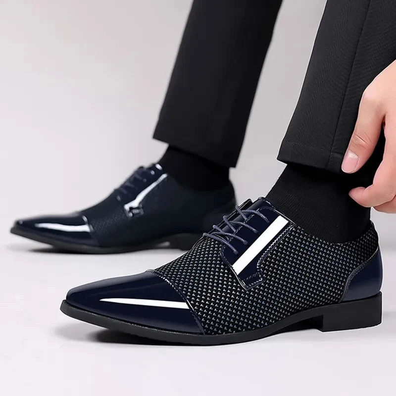 Men Dress Shoes For Men Oxfords PU Leather Shoes Lace Up Formal Black Leather Wedding Party Shoes Casual Mens 250814