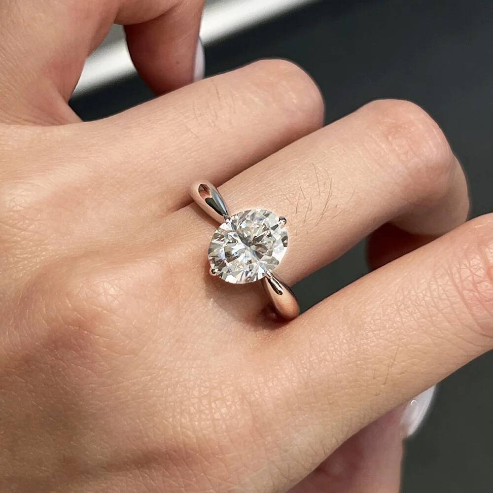 BXINY GRA Certified 3CT Oval Cut Moissanite Rings S925 Silver D Color Lab Diamond For Women Solitaire Wedding Bands Fine Jewelry
