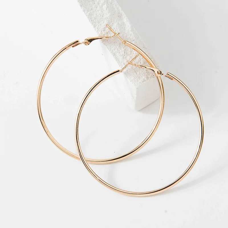40mm 60mm 70mm 80mm Exaggerated Big Smooth Circle Hoop Earrings Simple Party Round Loop Earrings for Women Jewelry XJ250814