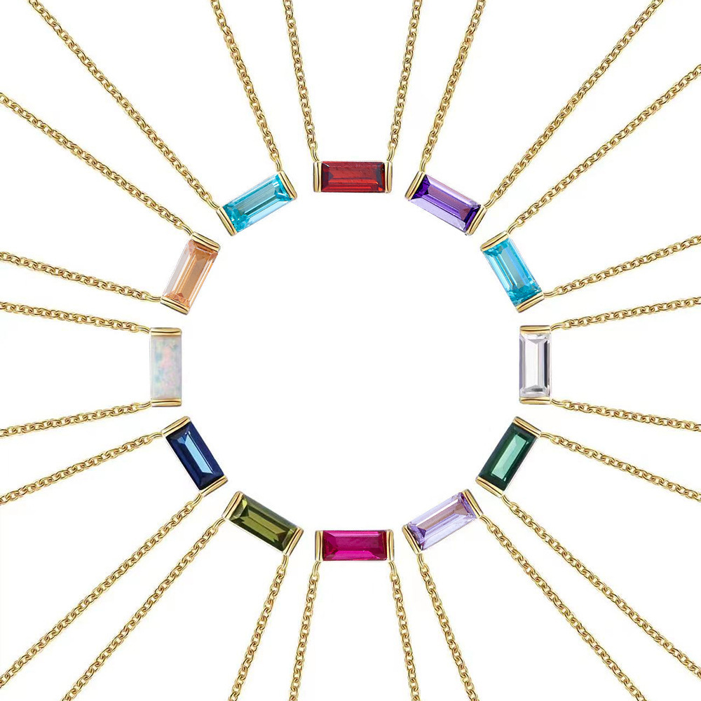 Hot Selling Twee Birthstone Pendant Clavicle Chain for Women Sterling Sier Simple Fashion Lucky Stone Necklace Jewelry for Women