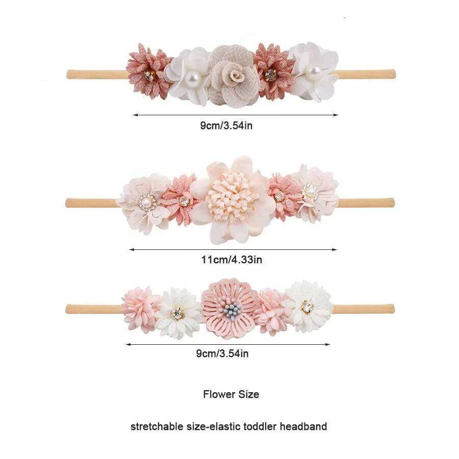 1/3pcs Baby Headbands for girls Kids Cute Flower Headwear Nylon Soft Elastic Band Gifts Toddler Headband Hair Accessories
