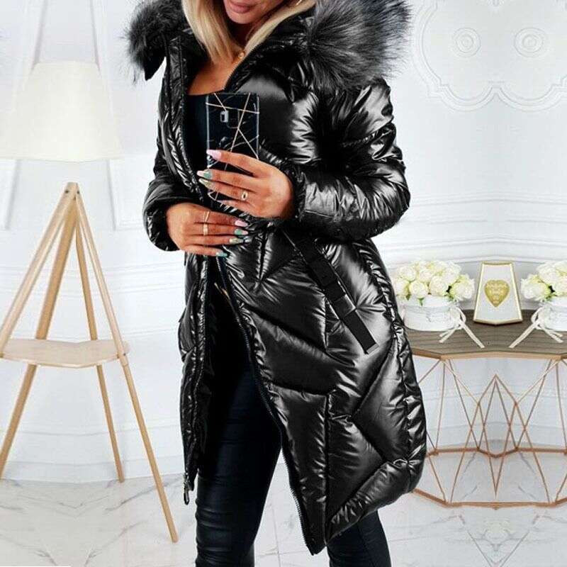 New Fashion Winter Puffer Down Jackets Women Fur Hooded Thick WarmCoats Female Waterproof Parkas