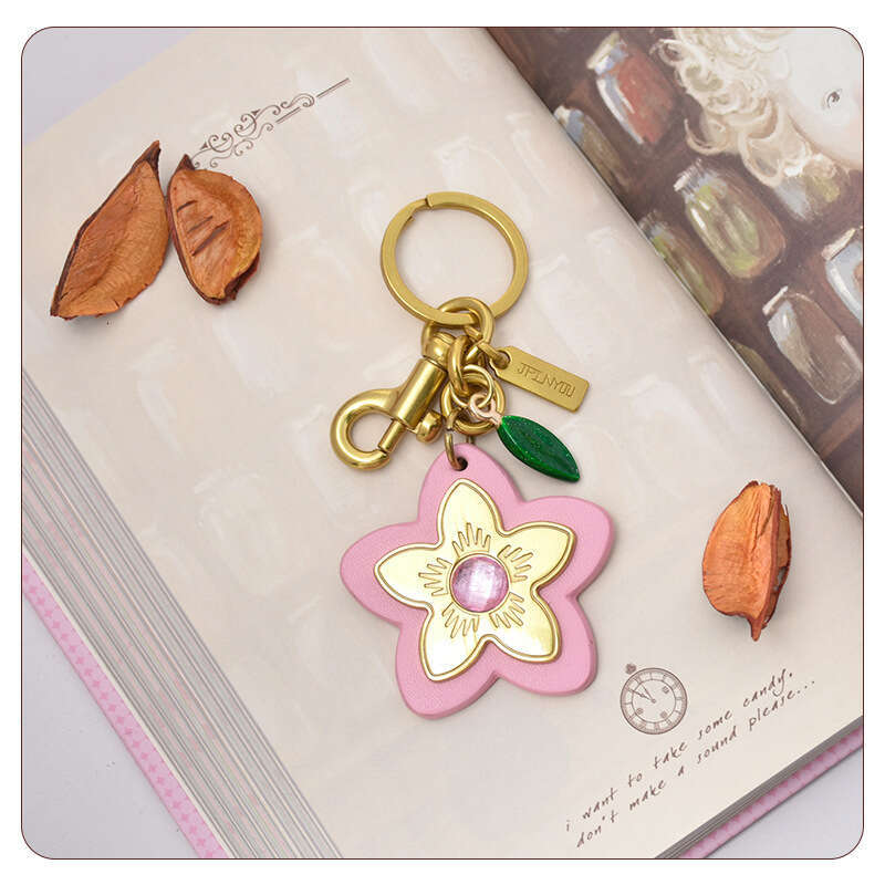Ins Super Popular Keychain Women's Bag Accessories Camellia Car Key Pendant Valentine's Day Gift