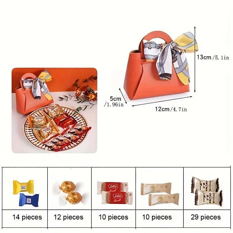 5/10 pieces leather gift bag bow packaging bag wedding gift distribution bag candy packaging box mini handbag purchase. Y250814