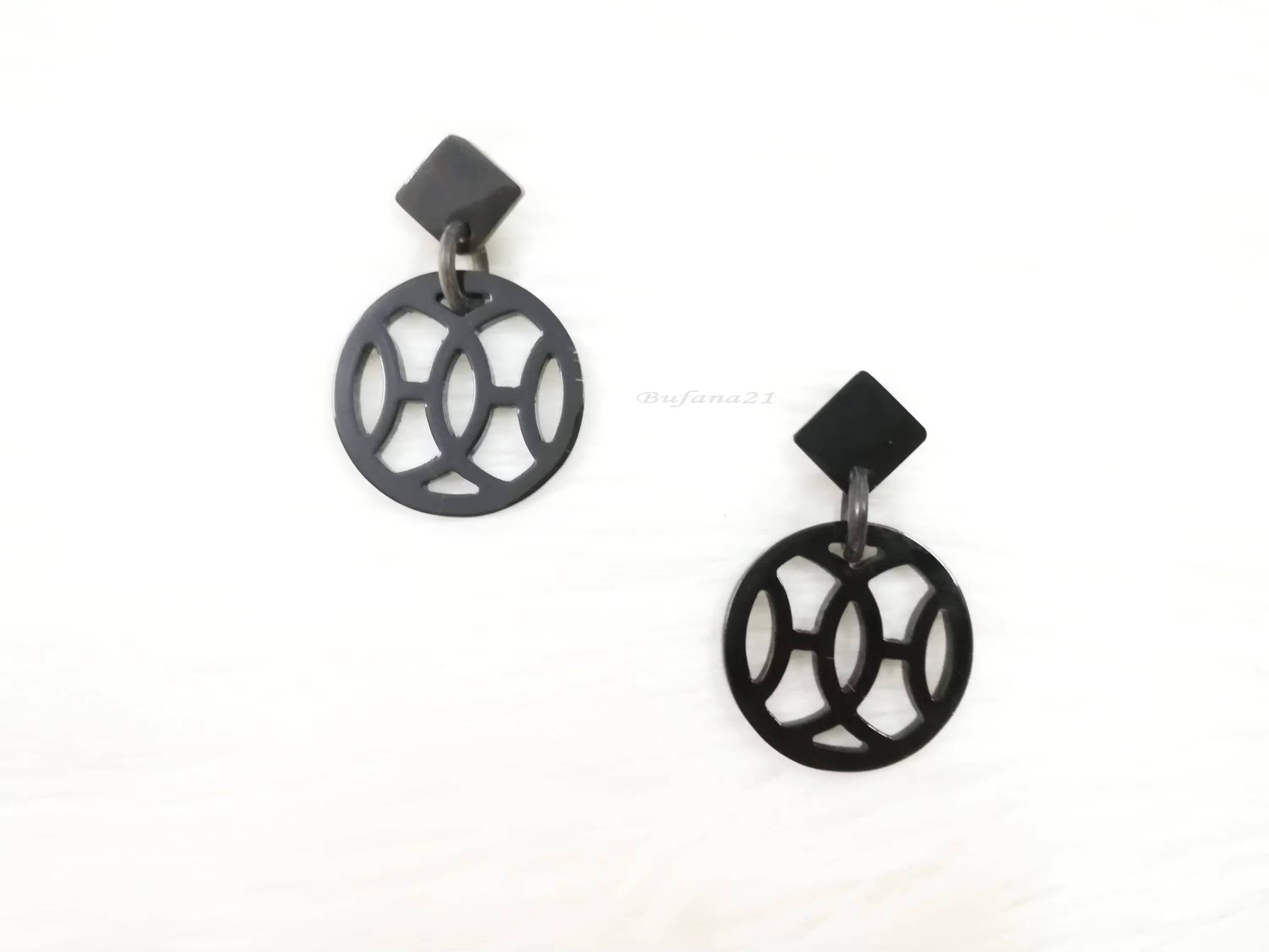 Buffalo Horn Earrings| Natural Craft Round Fashion Earrings with Steel Appearance| Bulk Jewelry