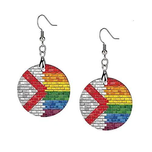 Cat Print Wooden Hoop Earrings Creative Exaggerated Twisted Large Circle