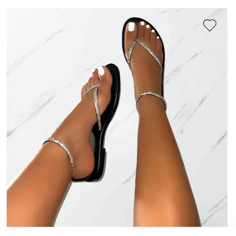 2025 Summer Womens Shoes Ankle Strap Womens Sandals Beach Flip Flops Fashion Gold Flat Roman Women Sandals Womens Sandals W250814