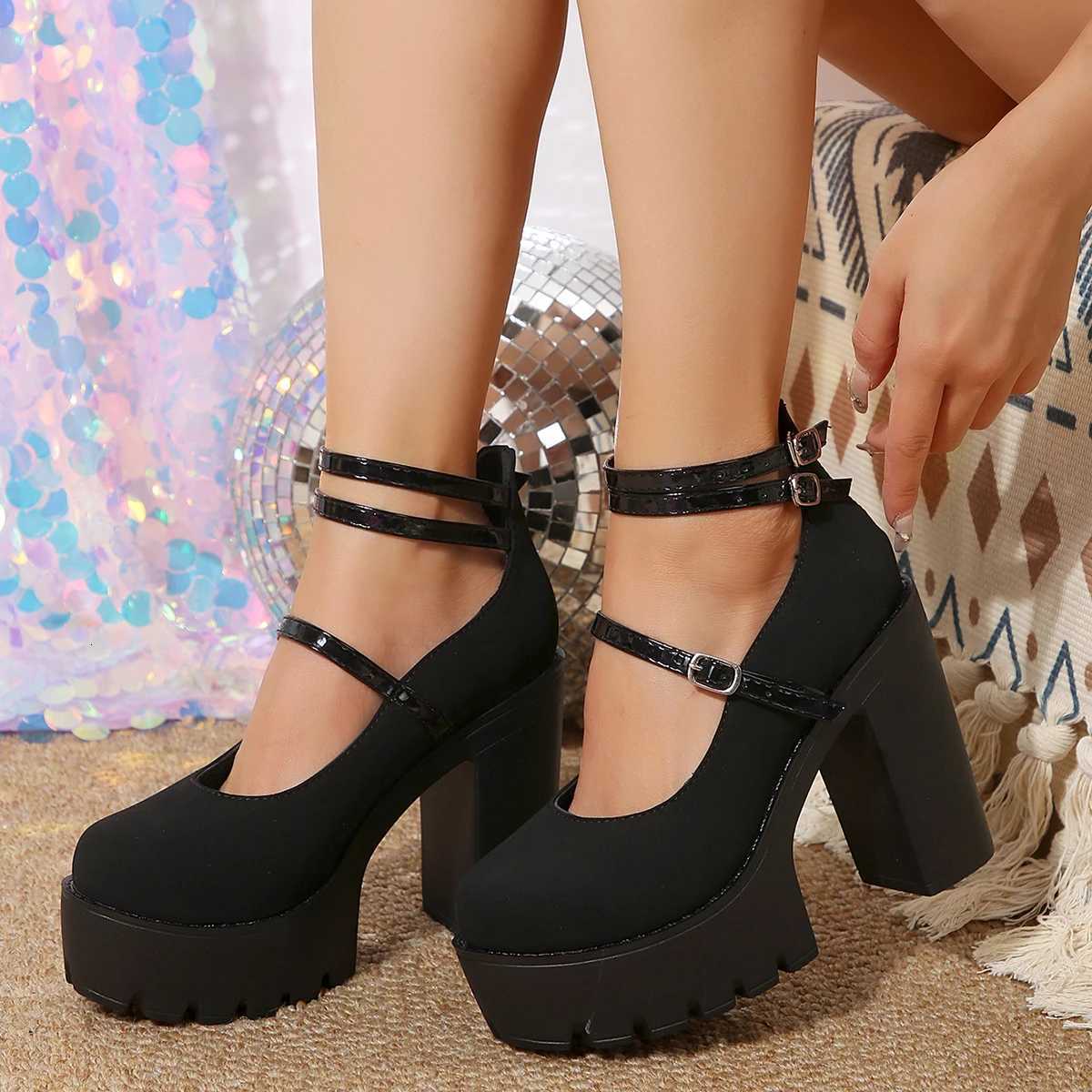 High Heels Women Mary Janes Shoes Woman Platform Fashion Sandals Women Summer New Dress Lolita Shoes Chunky Pumps Womens Shoes W250814