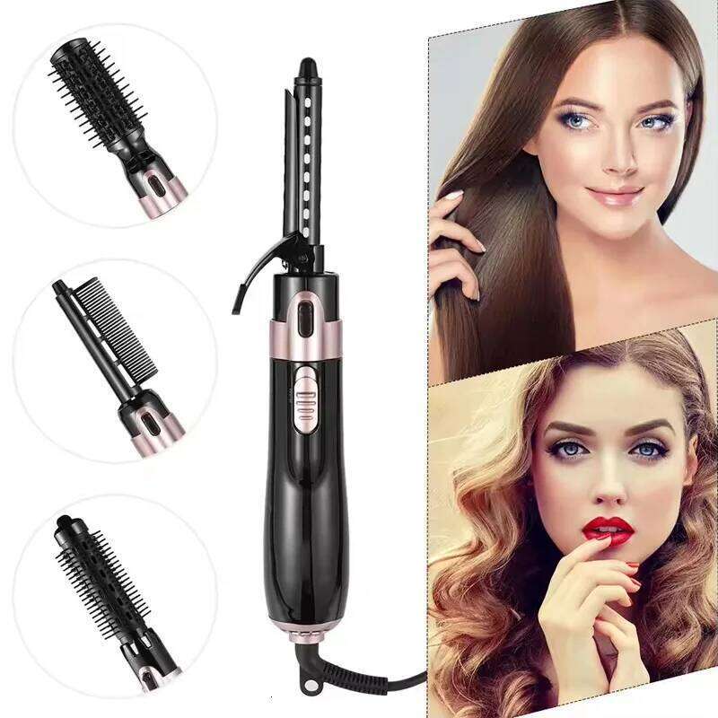 4 In 1 Brush Electric Hot Air Comb Multifunction Straightener Curler Negative Ion Hair Dryer