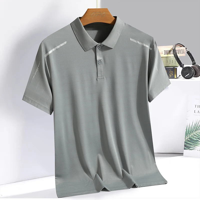 Summer Ice Silk Polo Top Short sleeved Polo Collar Quick Drying Sports Shirt Trendy and Fashionable Thin Breathable T-shirt 250813