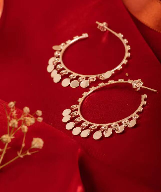 Gold-plated Plain Texture Hoop Solid Sterling Sier Romantic fashion Earrings for Wedding Gift or Anniversary.