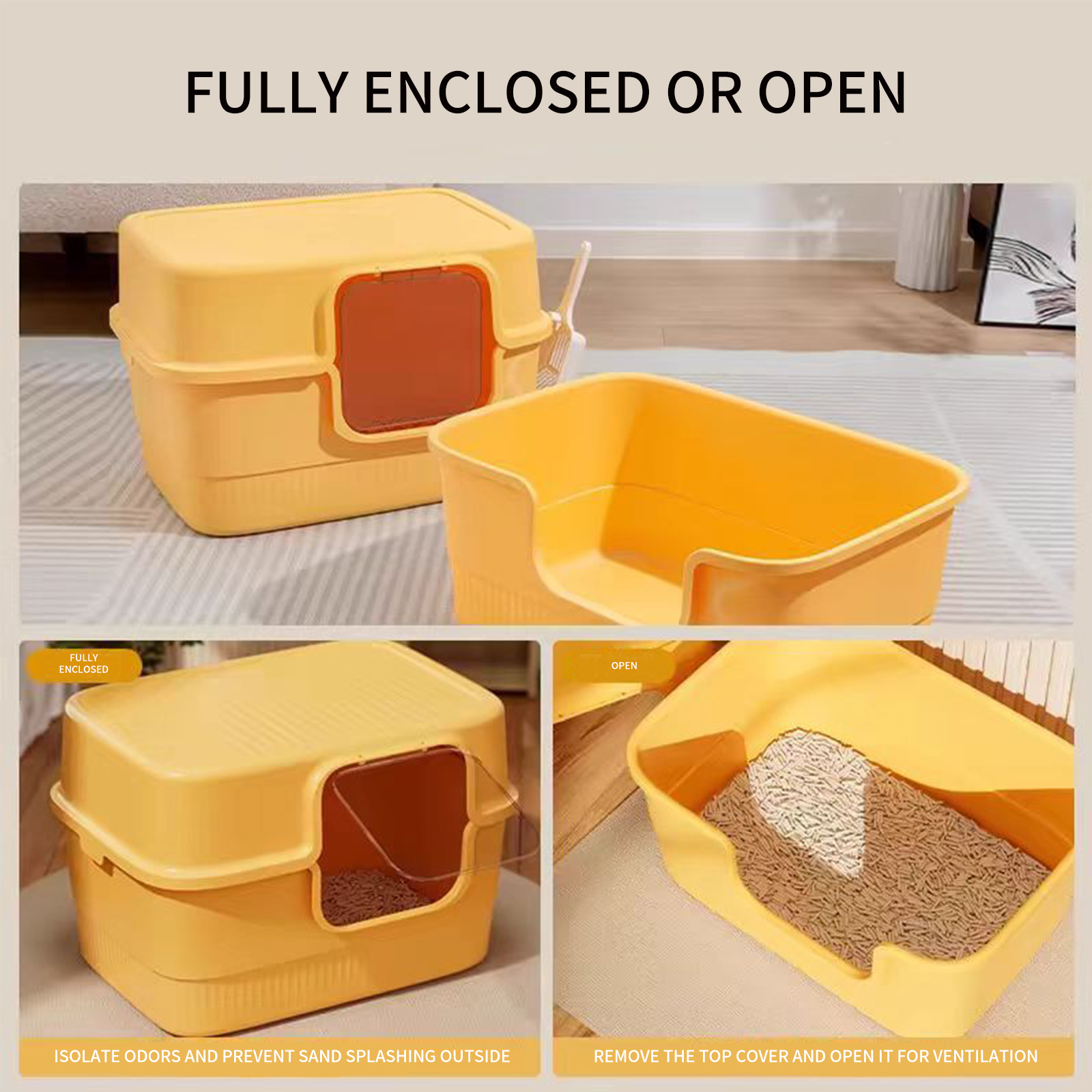 Cat litter box, oversized, fully enclosed, odorproof, deodorizing, giant cat toilet, splash proof, cat litter box, pet supplies