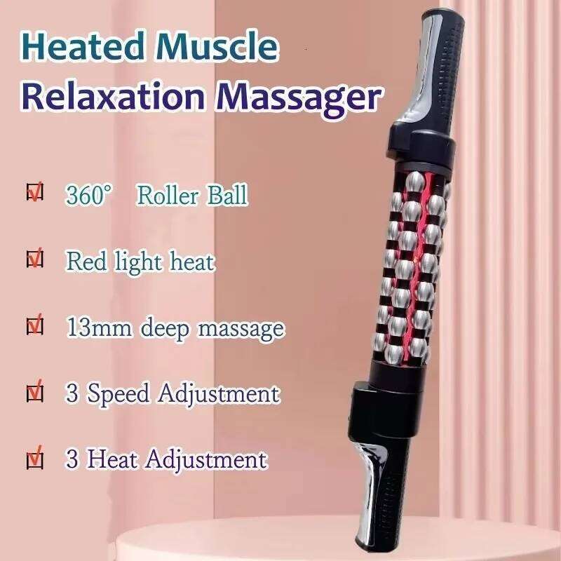 Heated Massage Rollor With Red Light Electric Rotating Body Massager For Weight Loss Muscle Relaxation Anti Cellulite Home Use