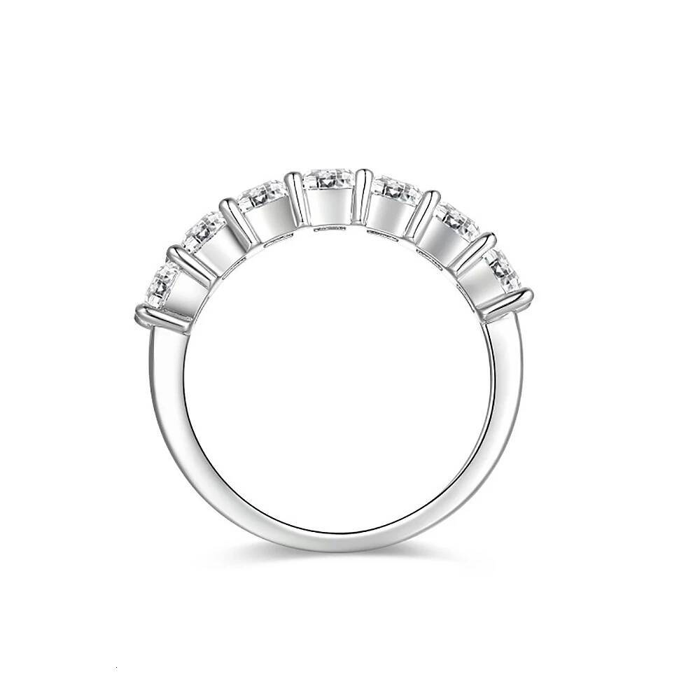 3.5mm Princess Cut Moissanite Diamond Ring for Women Square Shape Half Eternity Band 925 Sterling Silver Bridal Wedding Ring