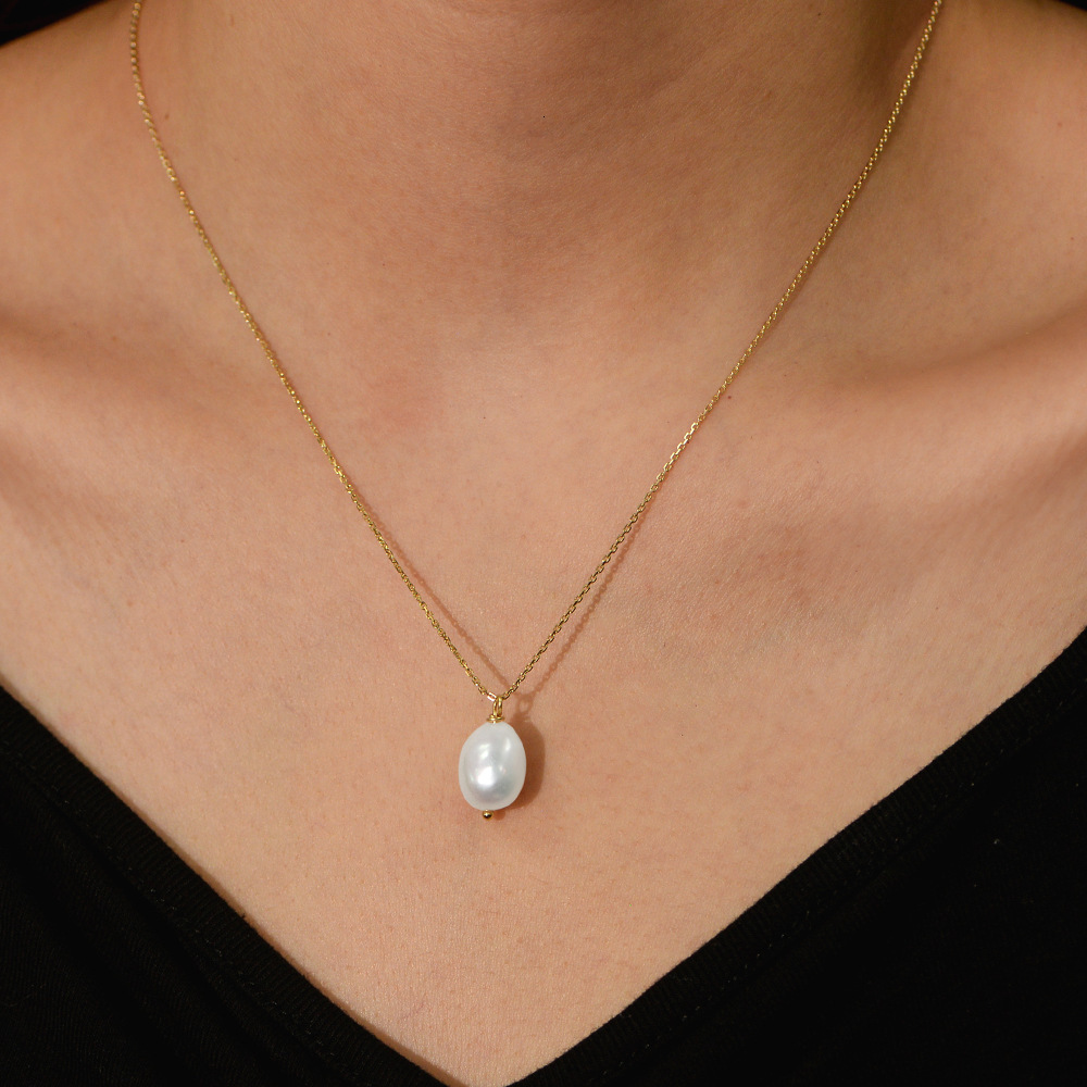 S Pure Sier Simple Natural Baroque Freshwater Pearl Necklace for Women Light Niche High-end Clavicle Chain Jewelry for Women