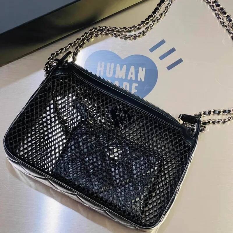 Black Fishing Bag New Niche Design Ins Fashion Summer Hollow Net Vacation Beach Bags Women's Hand-held Shoulder Purses high-quality