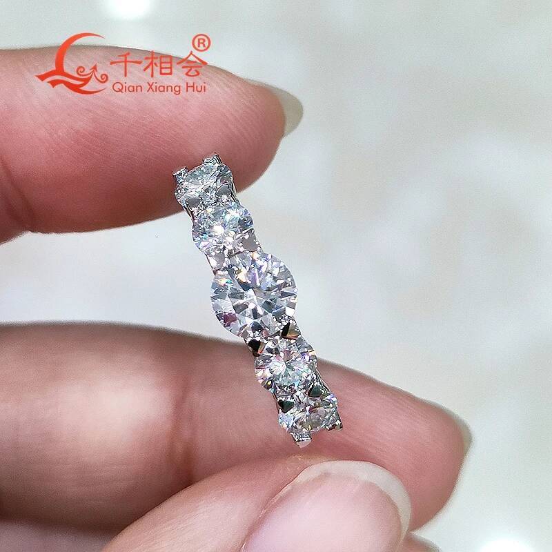 925 Silver D VVS Moissanite Ring 5.5mm Main Stone 4mm round Shape Men Women Diamond Jewelry Wedding Dating Gift Fine Jewelry