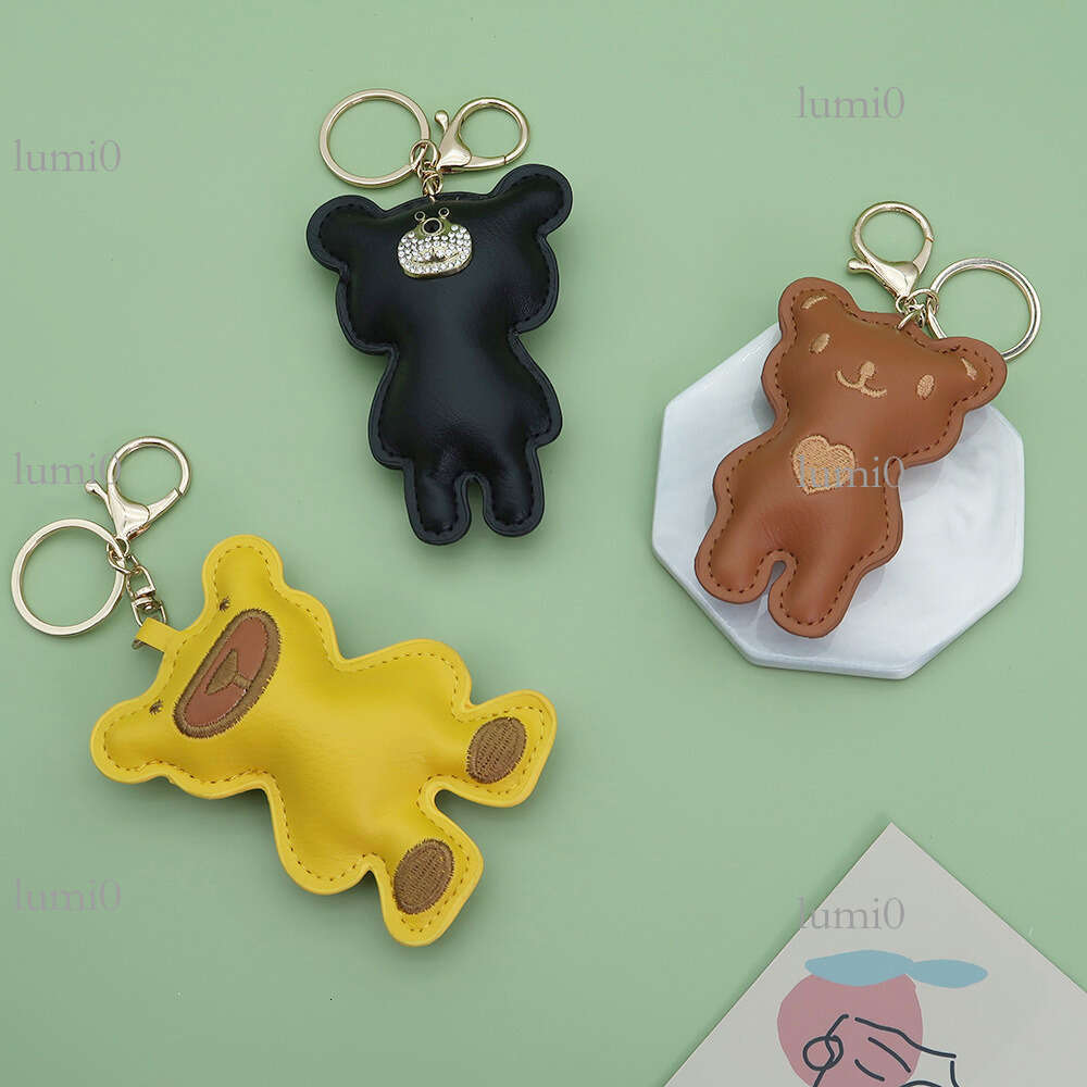 Embroidered Heart Bag Pendant Standing Bear Leather Backpack Creative PU Couple Keychain Versatile