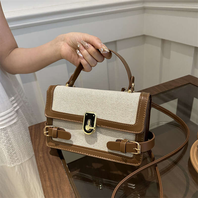 Trendy contrast color stylish ins hand held single shoulder crossbody popular this year 2024 new summer women's small square bag