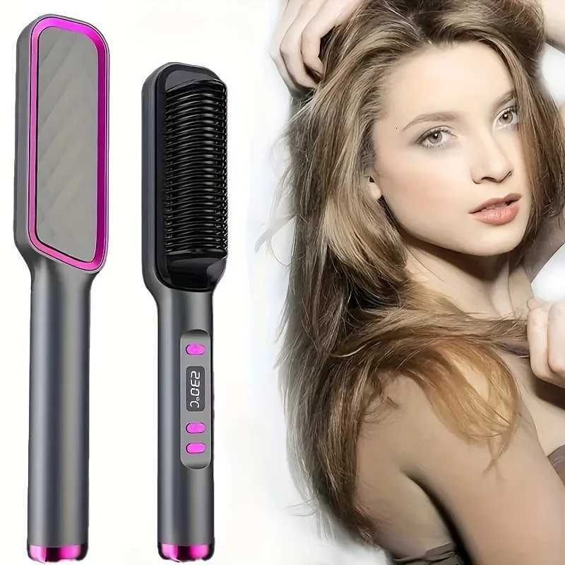 Negative Ion Heating Straight Hair Comb Ceramic Material LED Display Negative Ion Technology Suitable for Home and Travel W250814