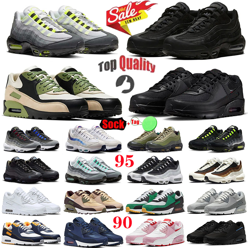 2025 Designer Shoes 90 95 Running Shoes Sneakers Fashion Triple Black White Neon Yellow Cool Grey Olive Midnight Navy Classics thick bottom 90s 95s Trainers shoes