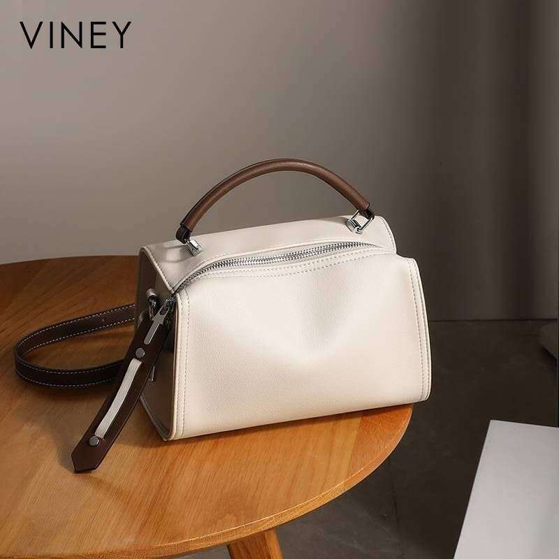 VINEY Women's New Style Messenger Genuine Leather Capacity Handbag Shoulder Large Pillow Bag