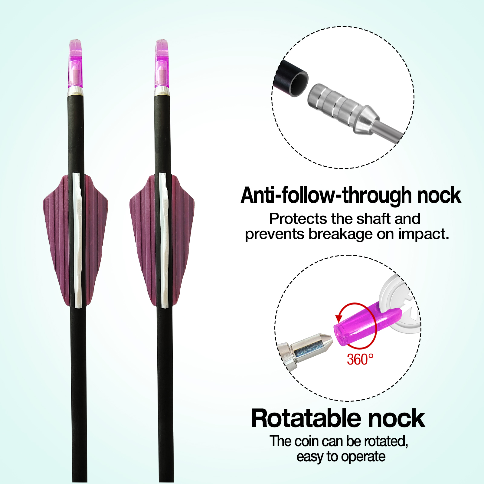 31inch Archery Spine 350-1500 Hunting Arrows without Arrowheads 4.2mm Carbon Fiber Arrows Training Arrows (6Pcs)