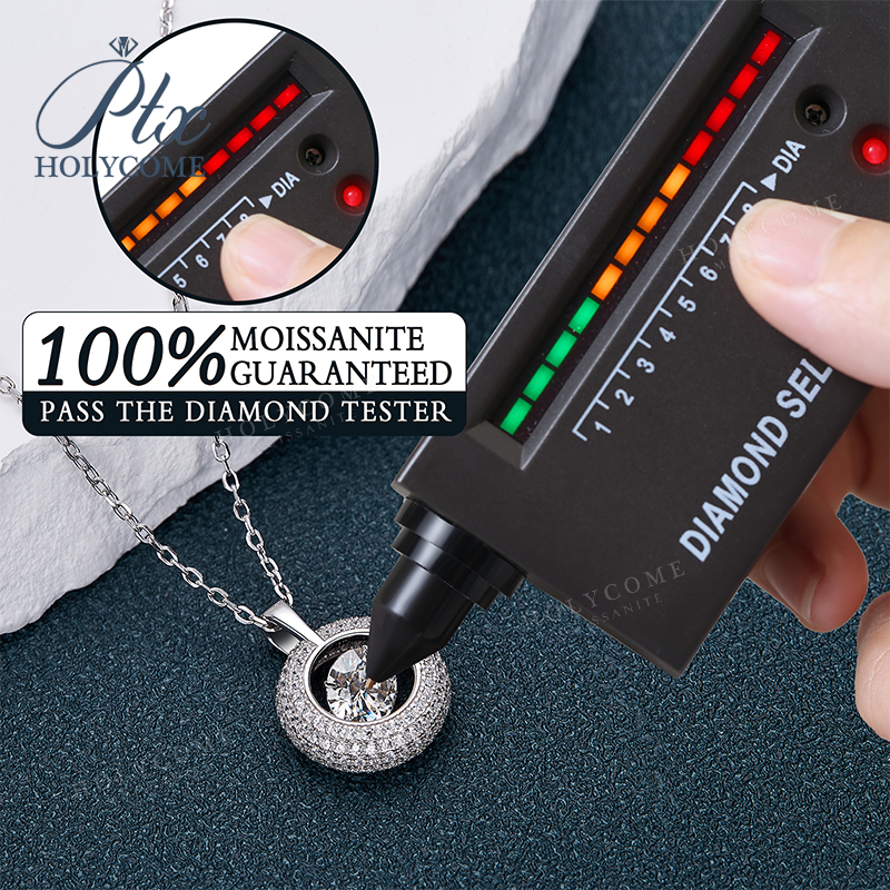 D Color Moissanite Necklace Lively Pendant Necklace Round Cut 1CT VVS1 For Women Girls Dating Party Birthday Jewelry Gifts CharmsLilv