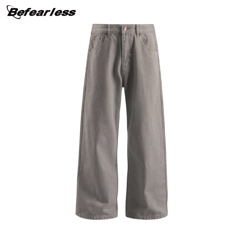 American Style Blue Flared Unisex Trendy Brand Washed Vintage Loose Straight Casual Pants B5