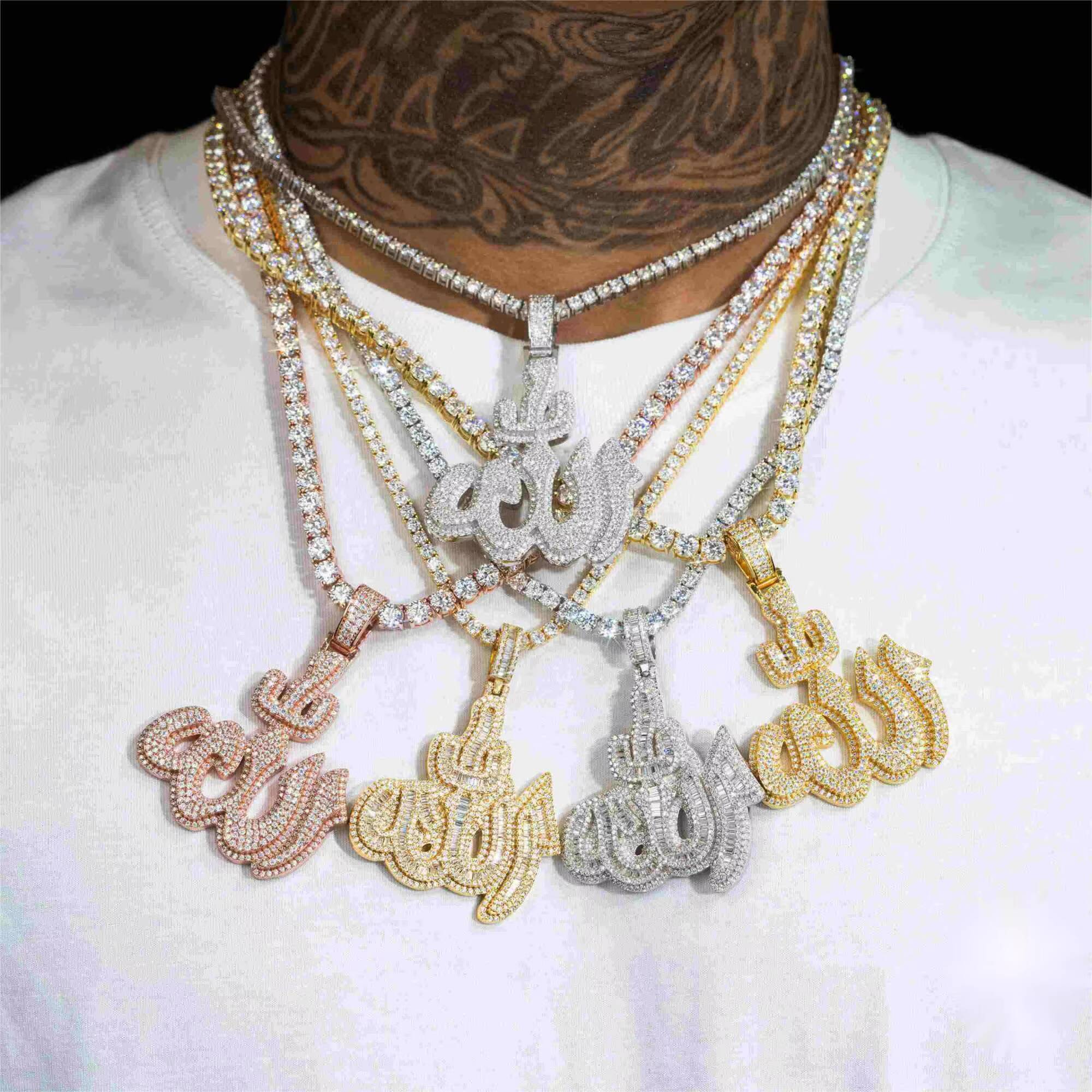 Custom Iced Out Pendant Moissanite Diamond 925 Sterling Silver VVS Moissanite Pendant Hip Hop Jewelry Men Necklace