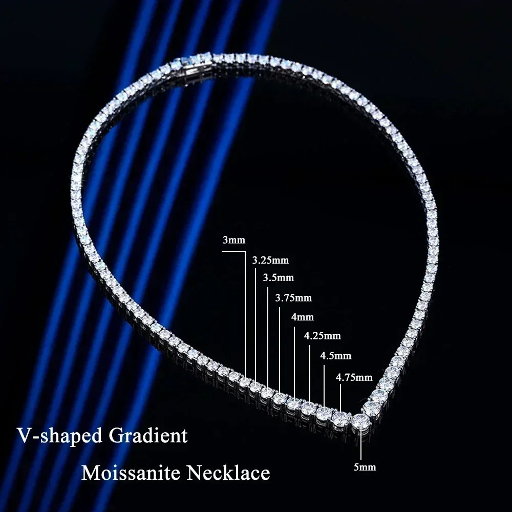 FEOBUR Vshaped Full Tennis Necklace for Women Wedding Party Jewelry with GRA 925 Sterling Silver Neck Chain Choker 250811
