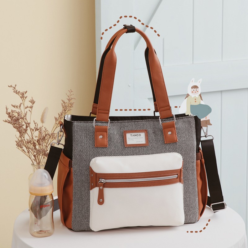 Mom's Stylish Large Capacity Canvas Purse for Everyday Use Lightweight & Water-resistant Interior Compartments