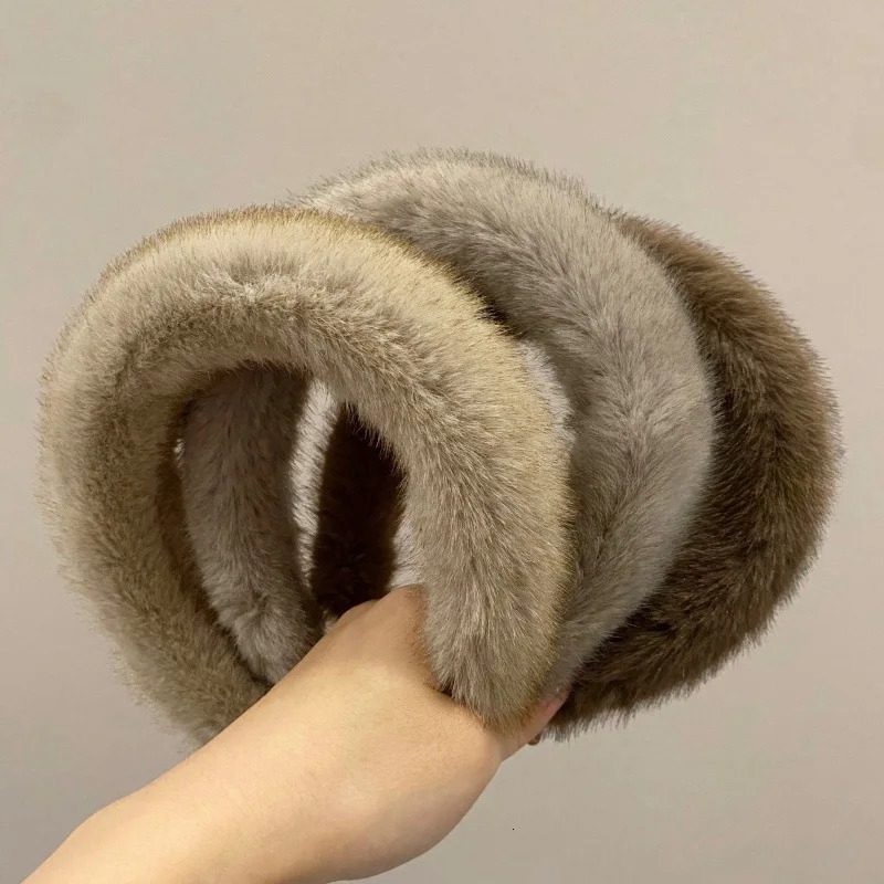 2024 Winter Real Mink Fur Head Band Turban Head Wrap Fluffy Natural Rabbit Fur Warm Hairband Wool Plush Headwear Hairhoop250812