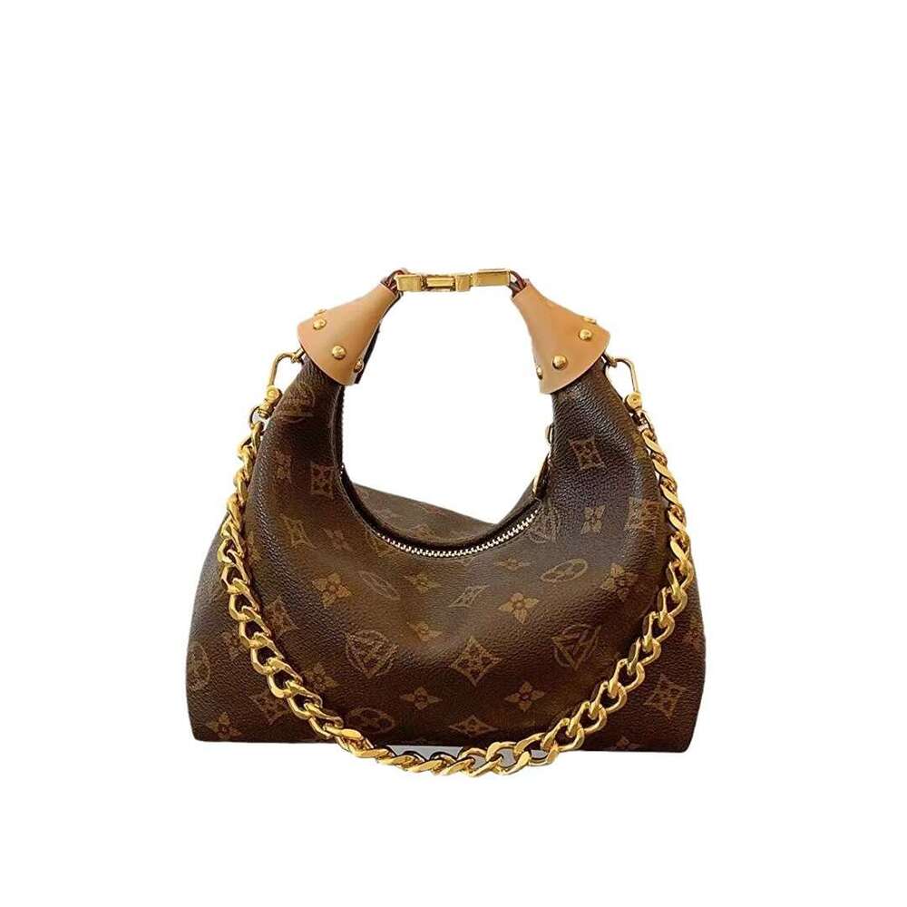 DHessentials Trendy Monogram Shoulder Bag - Luxury Chain Crossbody Bag for Women, Fashionable Underarm Purse (Brown/Beige)