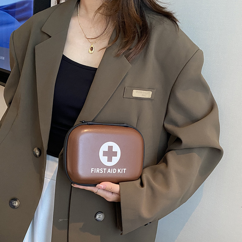 Household Car Portable First Aid Medicine Box Storage Outdoor Emergency Kit PU Medical Bag