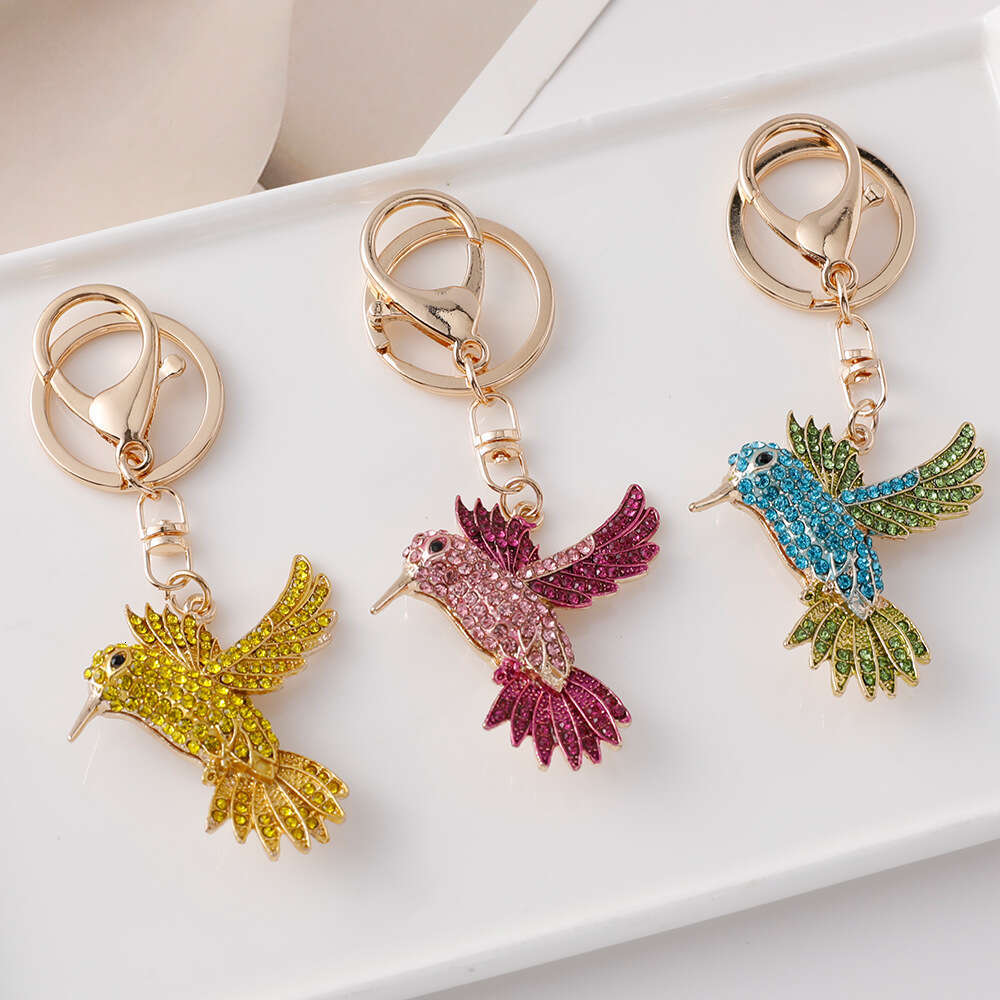 Cute Creative Encrusted Alloy Bird Car Bag Pendant Accessory Animal Keychain Small Gift