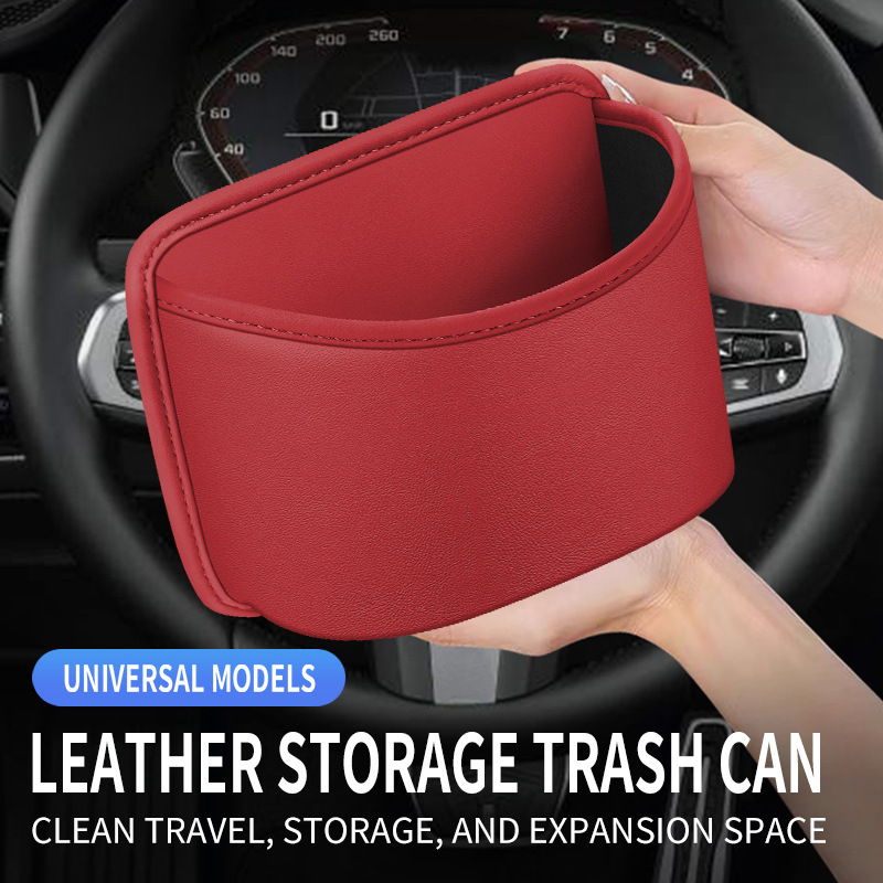 Car interior accessories: car door-mounted trash can, hanging storage box, high-end leather car umbrella holder.