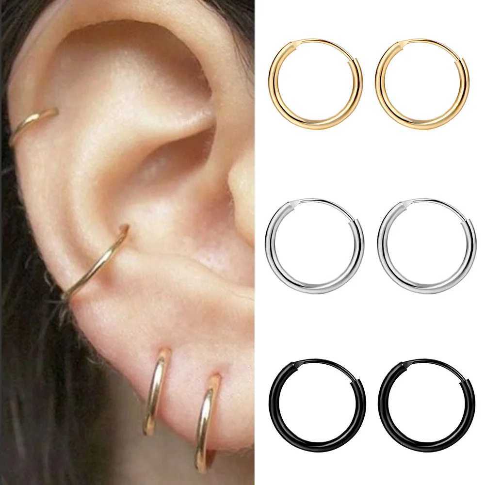 Vintage Metal Small Circle Hoop Earrings Punk Round Black Gothic Alloy Earrings for Women Men Huggies Earring Hip Hop Jewelry XJ250814