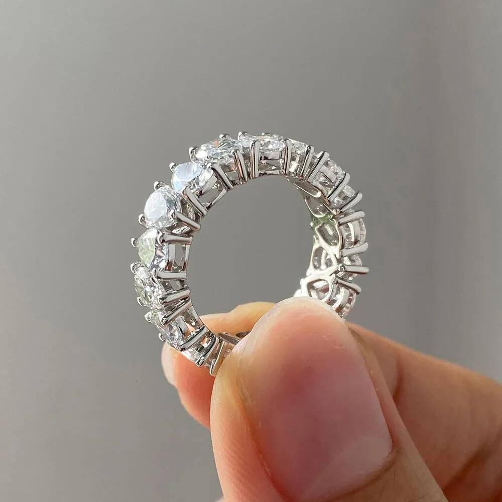 BXINY Pear Cut Full Moissanite Rings 925 Sterling Silver GRA Certified Lab Diamond For Women Eternity Wedding Bands Fine Jewelry