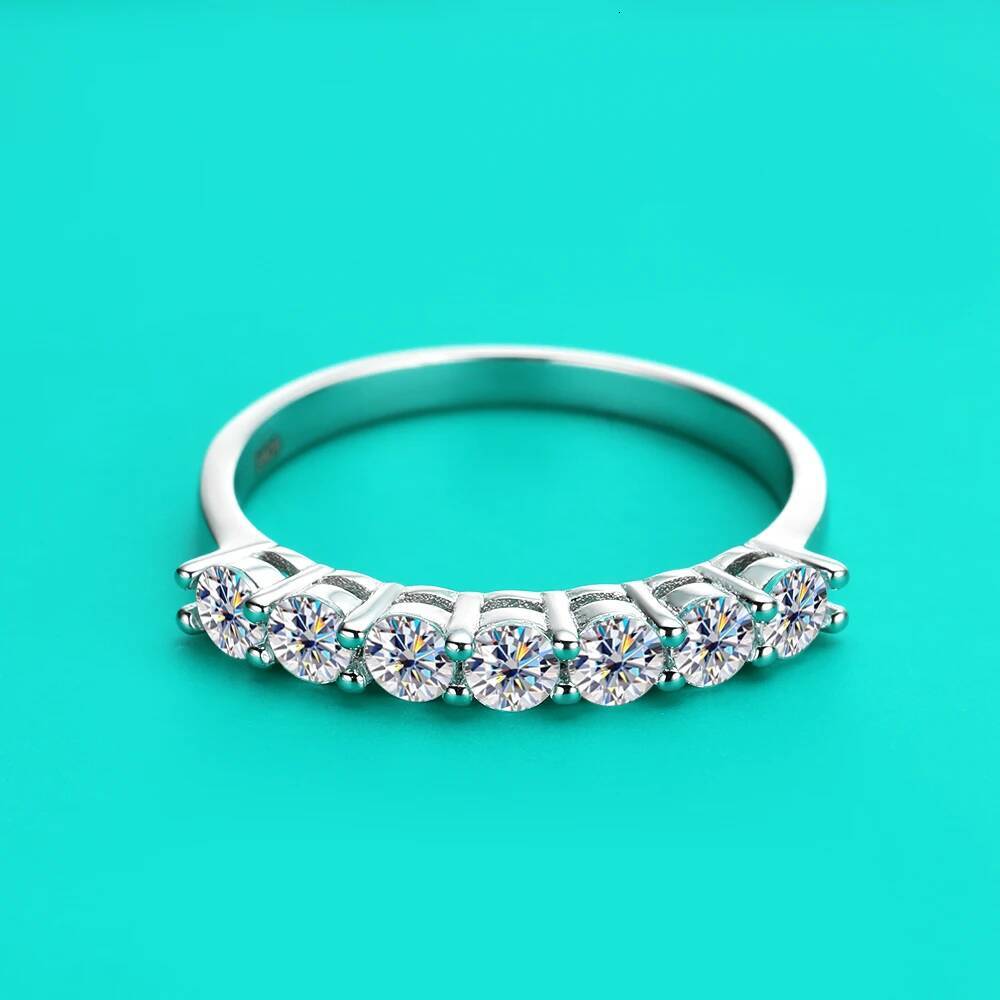 KNOBSPIN 3mm D Color Moissanite Ring s925 Sterling Sliver Plated 18k White Gold Eternity Band Wedding Engagement Rings For Women