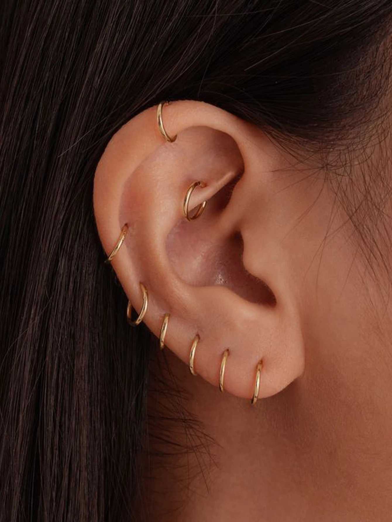 5 Pairs Small Hoop Earrings for Women 18K Gold Plated Surgical Stainless Steel Huggie Hoop Earrings for Cartilage Helix TragusXJ250814