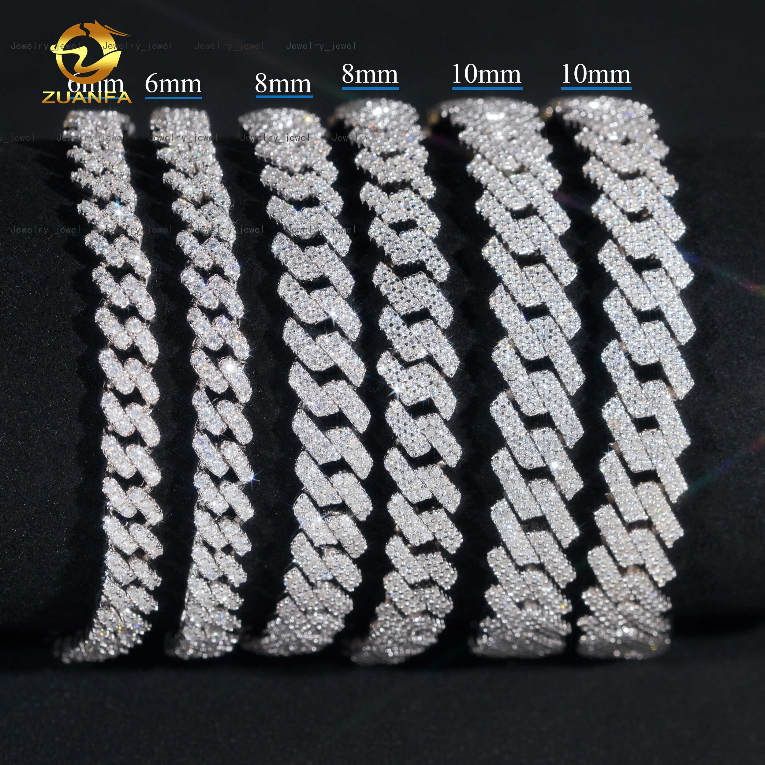 Hot Sale Fine Jewelry Bracelet S925 Sterling Silver Rhodium Plated Moissanite Lab Diamond Men Cuban Link Bracelet