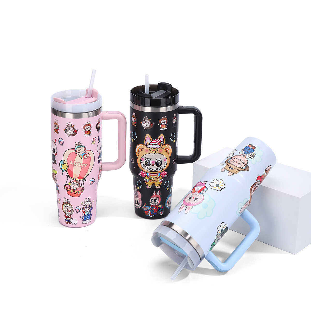 New Labubu Stainless Steel Car Insulated Water Bottle 40oz With Handle Ice Preservation Beverage Container Anime Themed X250612
